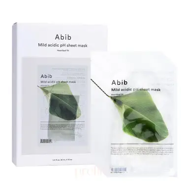 Abib Masque en tissu au pH légèrement acide - Heartleaf Fit, 10 pièces