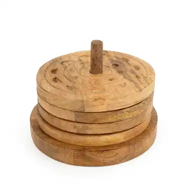 Candlelight Coasters Embossed Mango Wood 4pcs