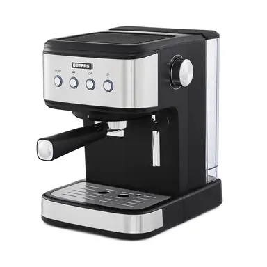 Geepas Barista Espresso Coffee Machine, 20 Bar, Milk Frother Steam Wand, Black & Silver - GCM41521UK