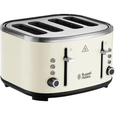 Russell Hobbs Stylevia 4 Slice Toaster, Extra-Wide Slots, 1670W, Cream - 26291