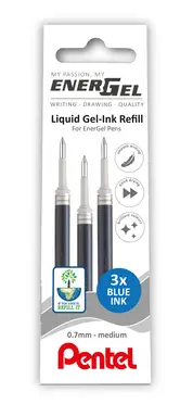 Pentel EnerGel Refill 0.7mm Blue Pack of 3