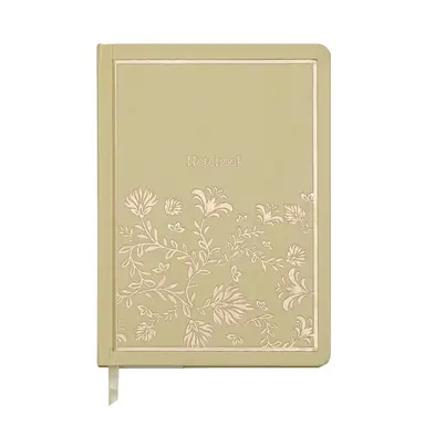 Jubiluu A5 Floral Fabric Hardcover Lined Notebook - 96 Sheets (100g offset paper), Bookmark & Elastic Band - Classic Cream Ruled Journal for Writing, School, Office, and Gifts-Peach Blossom