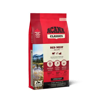 Acana Classic-Serie Hundefutter, Trockenfutter, mit rotem Fleisch, 14,5 kg (Angus-Rind, Yorkshire-Schweinefleisch, grasgefütertes Lamm, zuckerarmes Haferfutter)