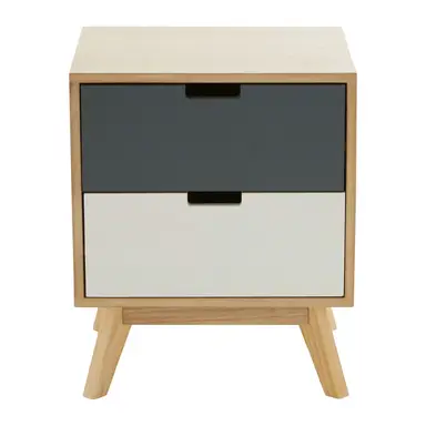 Interiors by Premier Bedside Table Watson 2 Drawer Natural/Grey/White