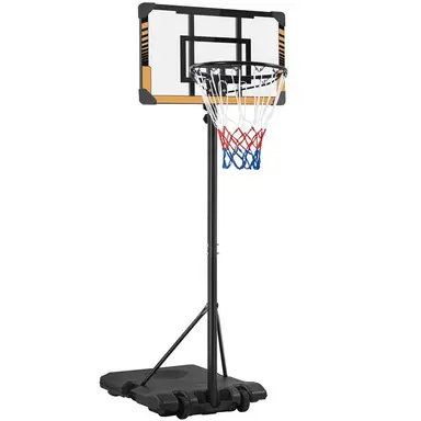 Yaheetech Portabler Basketballkorb mit Höhenverstellung 7′-8′ für Kinder von 4 bis 10 Jahren, 28" breite PVC-Rückwand, Basketball-System mit Rädern für Innen- und Außenbereich, Braun