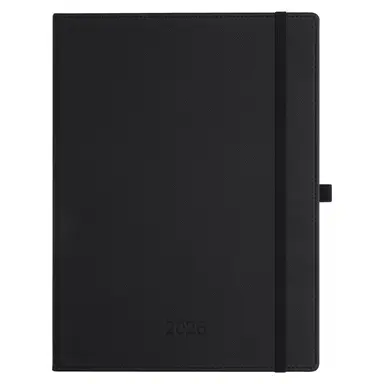 INLUXPRO Planer 2026, Terminplaner A4 (29 x 21,7 cm), Woche auf zwei Seiten, 6 Sprachversionen, wöchentliche & monatliche Planung mit Monats-Tabs, Tasche und Ausgaben-/Notizseiten, 100 g/m² Papier, Hardcover aus PU-Leder, Schwarz, Neujahr-Sale, Top-Geschenkideen