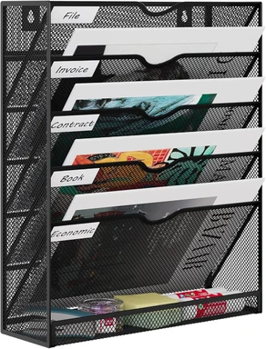 EasyPAG 6-stufiger A4-Wand-Aktenhalter aus Metallgitter, schwarz, Neujahr-Action, Top-Geschenkideen