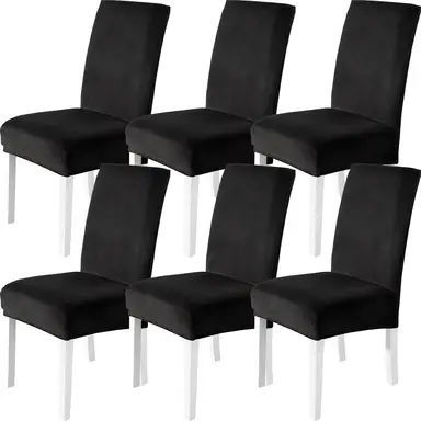 YSTYLE Dining Chair Covers Seat, Chair Slipcover for Dining Room, 6 Pieces, YHR, Black