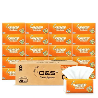 C&S Papieren Zakdoekjes, 3-laags, 2400 Vellen (120 Vellen * 20 Verpakkingen), Familieverpakking, Huidvriendelijk en Stevig