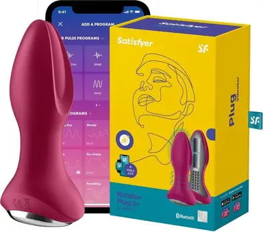 Satisfyer Rotator Plug 2 Connect App Bluetooth-Vibrator, Vibration und rotierende Perlen, Sexspielzeug für Männer und Frauen, wasserdicht (IPX7), Analdildo-Stimulation, 12,5 cm, pink