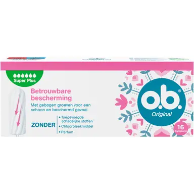 OB Original Tampons met Gebogen Groeven Super Plus 16 stuks