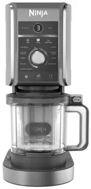 Ninja CREAMi Deluxe NC501EU IJsmachine & Bevroren Dessertmaker met 3 Bakken, 10 Functies, Maakt IJs, Gelato, Sorbet, Bevroren Yoghurt, Milkshakes, Slushi & Meer, 2-in-1 Smaakoptie, Zilver.