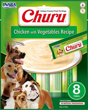 INABA Churu Hundefutter Huhn mit Gemüse-Rezept 8 Stücke