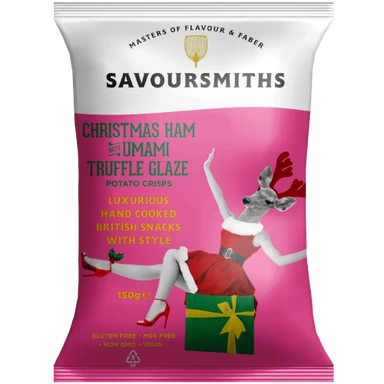 Savoursmiths Christmas Ham with Umami Truffle Glaze Flavour Potato Crisps Share Bag 150g