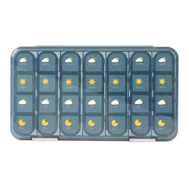 JORDAN&JUDY Portable Sealed Weekly Pill Organizer Large Capacity Pill Dispenser Pill Storage Box 28 Compartments-Blue, New Year Sale , Top gift picks