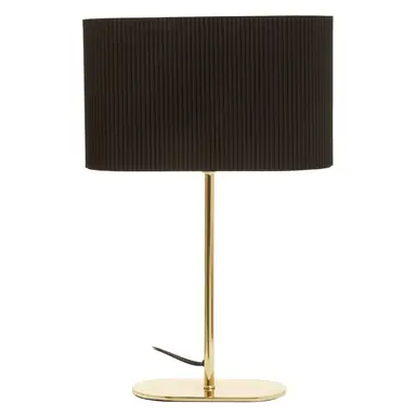 Interiors by Premier Table Lamp Lilian Ribbed Shade Black/Gold H:41cm