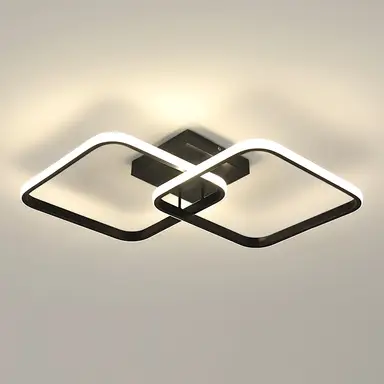 Goeco LED Deckenleuchte 42W 4725LM Quadratisch 4500K Neutralweiß 59CM Schwarz für Wohnzimmer Schlafzimmer Küche Bad