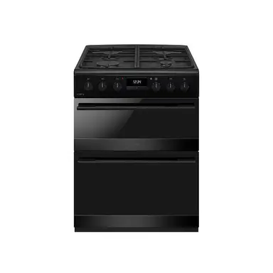 CDA CFD600MB 60cm Wide Dual Fuel Cooker with Double Oven, Black, A Rated