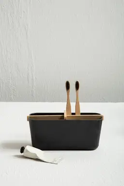 Maison by Premier 4 Section Black Storage Organizer, Desk Organizers For Tools, Sturdy Kitchen Drawer Organizer For Utensils