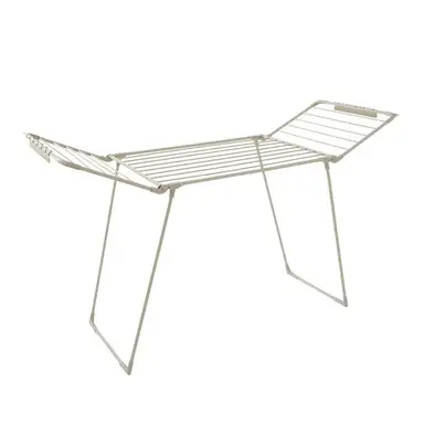 Tower Winged Airer with 27 Clip Slots, 4 Hanging Slots, Flat Top and Two Side Wings Foldable, Latte