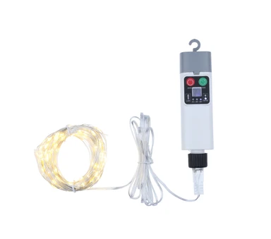 10 meters 100 lights,2-wire,Copper wire lamp, 3V,800 mAh 18650 lithium battery, three-speed timing, eight-function flashing, with remote control, USB charging, warm white