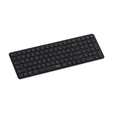 RAPOO E9310M Kabellose Tastatur, ultradünne Tastatur der Blade-Serie, unterstützt 4 Geräte, leise, kompakt, batteriebetrieben, für Windows/Mac/Linux/Chrome – deutsches Layout – Schwarz