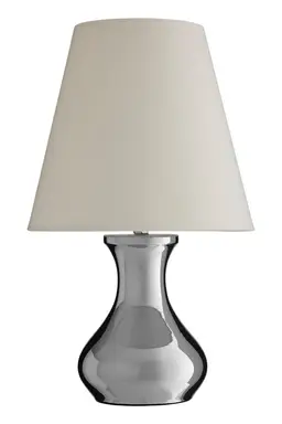 Premier Housewares Chrom-Tischlampe mit EU-Stecker, spiegelnder Chromfuß und weißer schmaler Lampe, Nachttischlampe für Schlafzimmer
