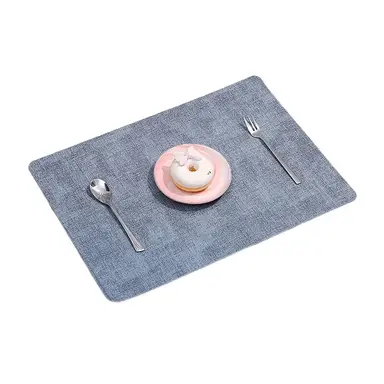  4-Piece Premium Table Placemats Stain Resistant Easy Clean Place Mats Light Gray                