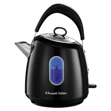 Russell Hobbs Stylevia Kettle, 1.5L, Dome, Top Handle, Fast Boil, Perfect Pour Spout, 3000 W, Stainless Steel, Black - 28131