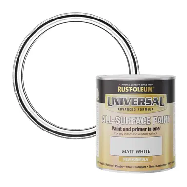 RUST-OLEUM UNIVERSAL ALL-SURFACE PAINT MATT WHITE 750ML