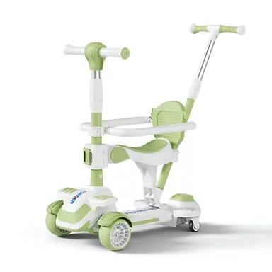 Neuleb 4 Wheel Scooter for Kids Ages 3-8 Years, Kick Kids Scooter with Swivel Seat, Max load Capacity 100KG, Adjustable Heights, Lean to Steer, Suitable for Boys & Girls, Green