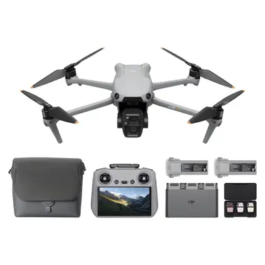 DJI Air 3S Fly More Combo (RC-N3) - Drone avec double caméra grand angle et télé moyenne 1" CMOS, vidéo 4K/60fps HDR, détection nocturne omnidirectionnelle d'obstacles et 3 batteries pour autonomie étendue