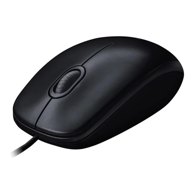 Logitech M90 Maus mit Kabel, 1000-DPI-Sensor, USB-Anschluss, drei Tasten für Linkshänder und Rechtshänder, PC/Mac – Schwarz