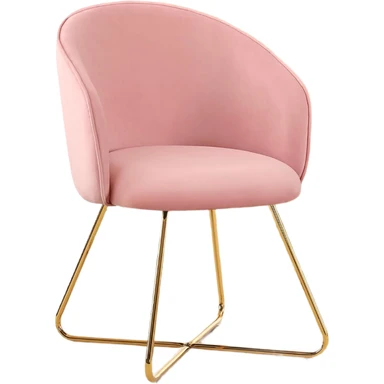 Hellove Dressing Table Chair with Gold Metal Legs, Velvet Pink Comfy Dressing Table Chair, Simple Modern Armchair with Armrests Back, Armchair, Makeup Upholstered Chair for Vanity, Living Roo