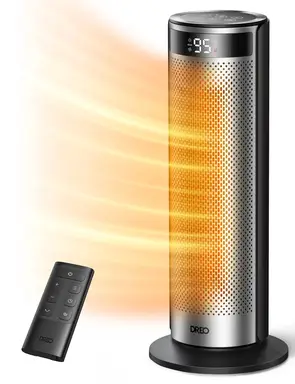 DREO Solaris 628 - Chauffage soufflant électrique PTC en céramique, 2000 W, minuterie 12 h, oscillation 70°, télécommande, silencieux 34 dB