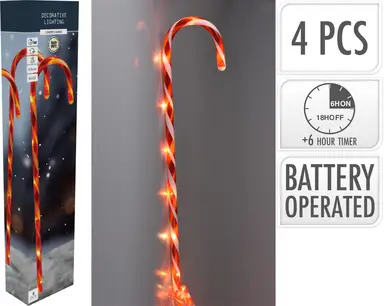 GROUND LAMP CANDY CANE 4PCS