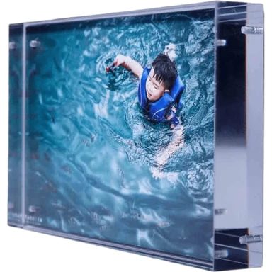 Kit de cadre photo KODAK Cristal - Cadre photo bloc de cristal avec fond magnétique - Format 10 x 15 cm (16) - Livré avec 5 feuilles de papier photo compatible avec toute imprimante à jet d'encre