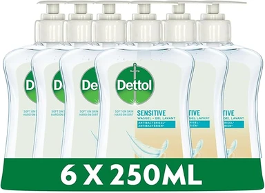 Dettol handzeep voor de gevoelige huid - grootverpakking 6 x 250 ml