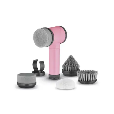 Swan x Lynsey 5-in-1 Cordless Spin Scrubber with Multiple Brush Heads, Pink