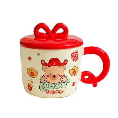 Chinese New Year Mug with Lid
400ml Red Ceramic Mug with "Get Rich" Pattern, Themed Gift Cup for Beverages​
