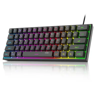 MageGee TS91 Mini clavier de jeu 60 % avec rétroéclairage RGB, 61 Touches - Noir