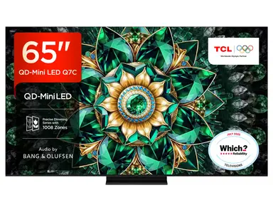 TCL 65"Q7C QD-Mini LED 4K HDR Smart Google TV-65Q7C(Up to 2048 Local Dimming Zones, 144Hz Native Refresh Rate, Audio by Bang & Olufsen)