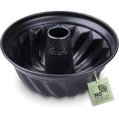 Original Kaiser La Forme Plus Gugelhupfform 22 cm, Gugelhupf Backform rund, extra hoher Rand, Kuchenform mit Emailleboden, antihaftbeschichtet, Schwarz