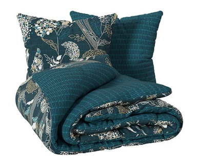 Atmosphera Parure de couette motif paon 240 x 220 cm