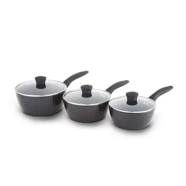 Tower Diamo 3 Piece Cookware Set with Black Diamond Non-Stick Ceramic Coating - Black