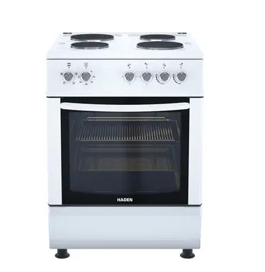 Haden HE61SW 60cm Solid Plate Single Cavity Electric Cooker, White, A Rated