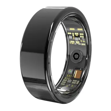 FitAlly Smart Ring Fitness Tracker, Titanium Health Monitoring Ring with Heart Rate, Blood Oxygen, Sleep Tracker & HRV, Activity & Calorie Tracking, Bluetooth 5.1 Smart Ring for iOS & Android, Black Size 10