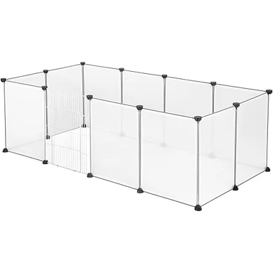 Modulares Spielzelt für Kleintiere, 125 x 63 x 42 cm, mit herausnehmbarer wasserdichter Matte, Weiß