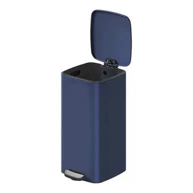 SONGMICSHOME  Trash Can, 8-Gallon Trash Bin, Stainless Steel Kitchen Garbage Can, Midnight Blue