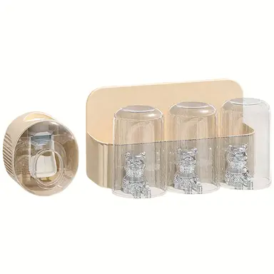 SNSP Zahnbürstenhalter ohne Loch, an der Wand montiertes Zahnputzbecher-Set fürs Badezimmer, Aufbewahrungsregal fürs Badezimmer, Set mit Zahnbürste und Toilettenartikeln